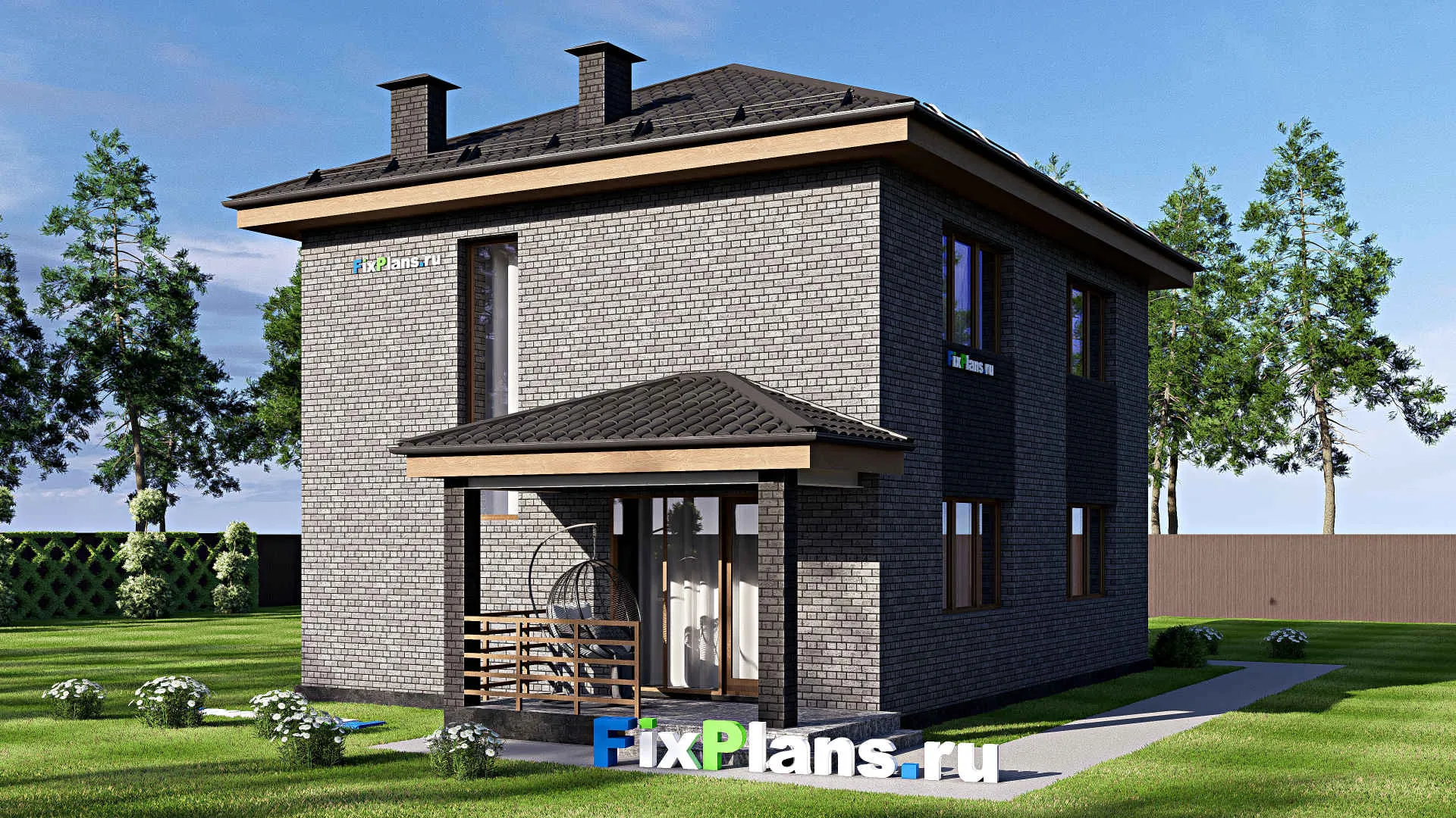 F-17018 - Проект двухэтажного дома 9 на 13, площадью 150 м² с террасой, балконом и 3 спальнями