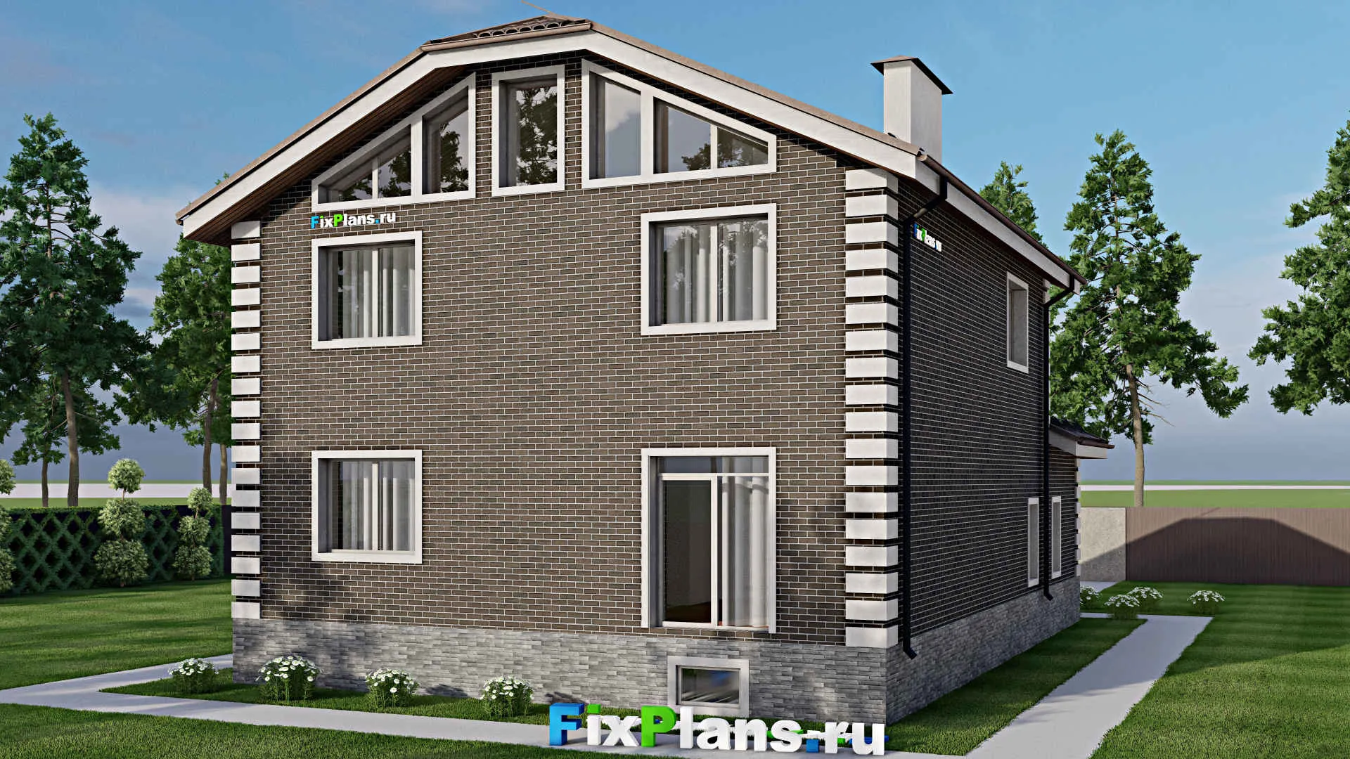 F-5660 - Планы двухэтажного дома 11 на 16, площадью 200 м² с гаражом на 1 машину и 4 спальнями