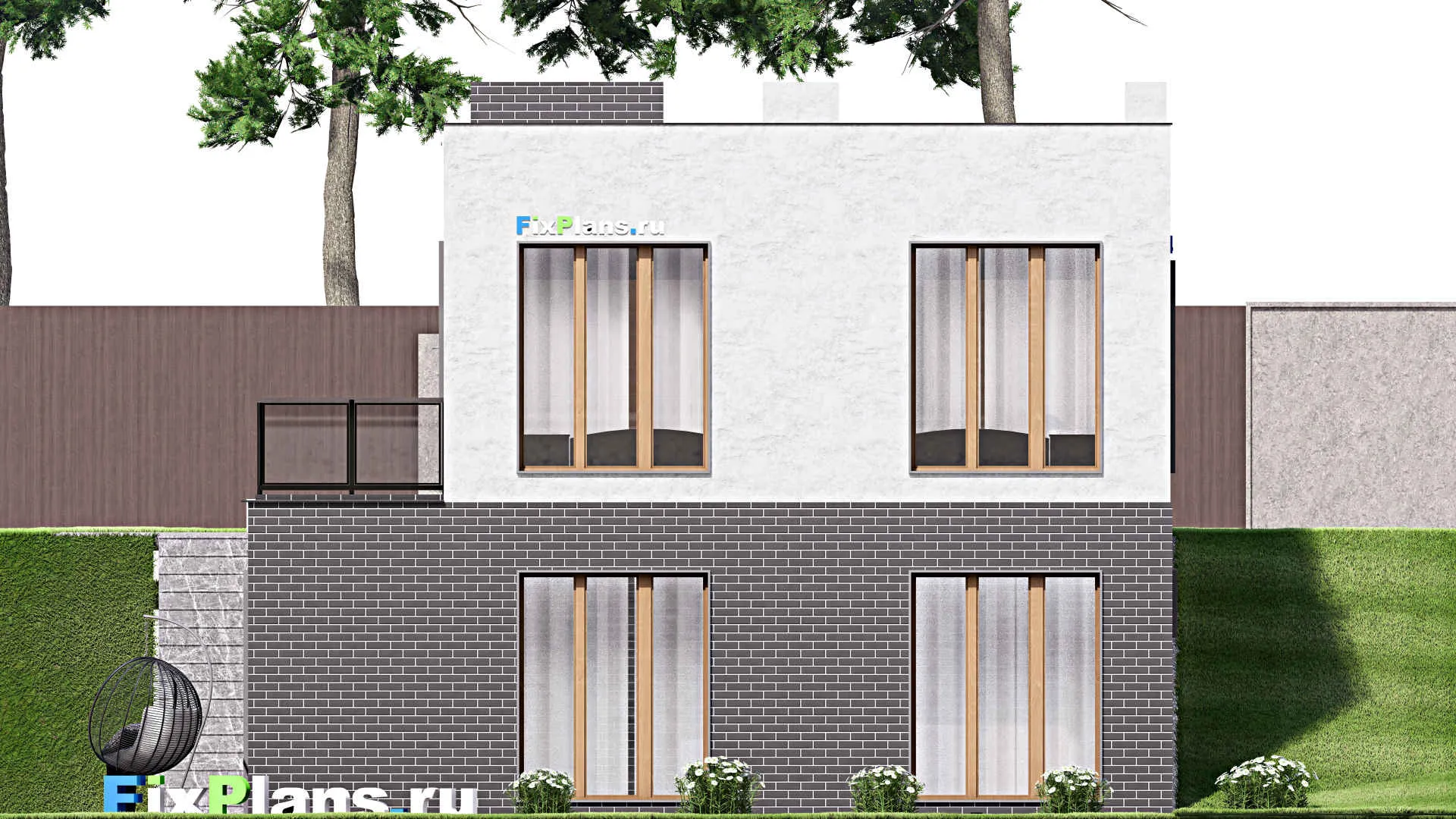 F-3527 - Проект одноэтажного дома 10 на 14, площадью 210 м² с террасой, цокольным этажом, баней и 2 спальнями