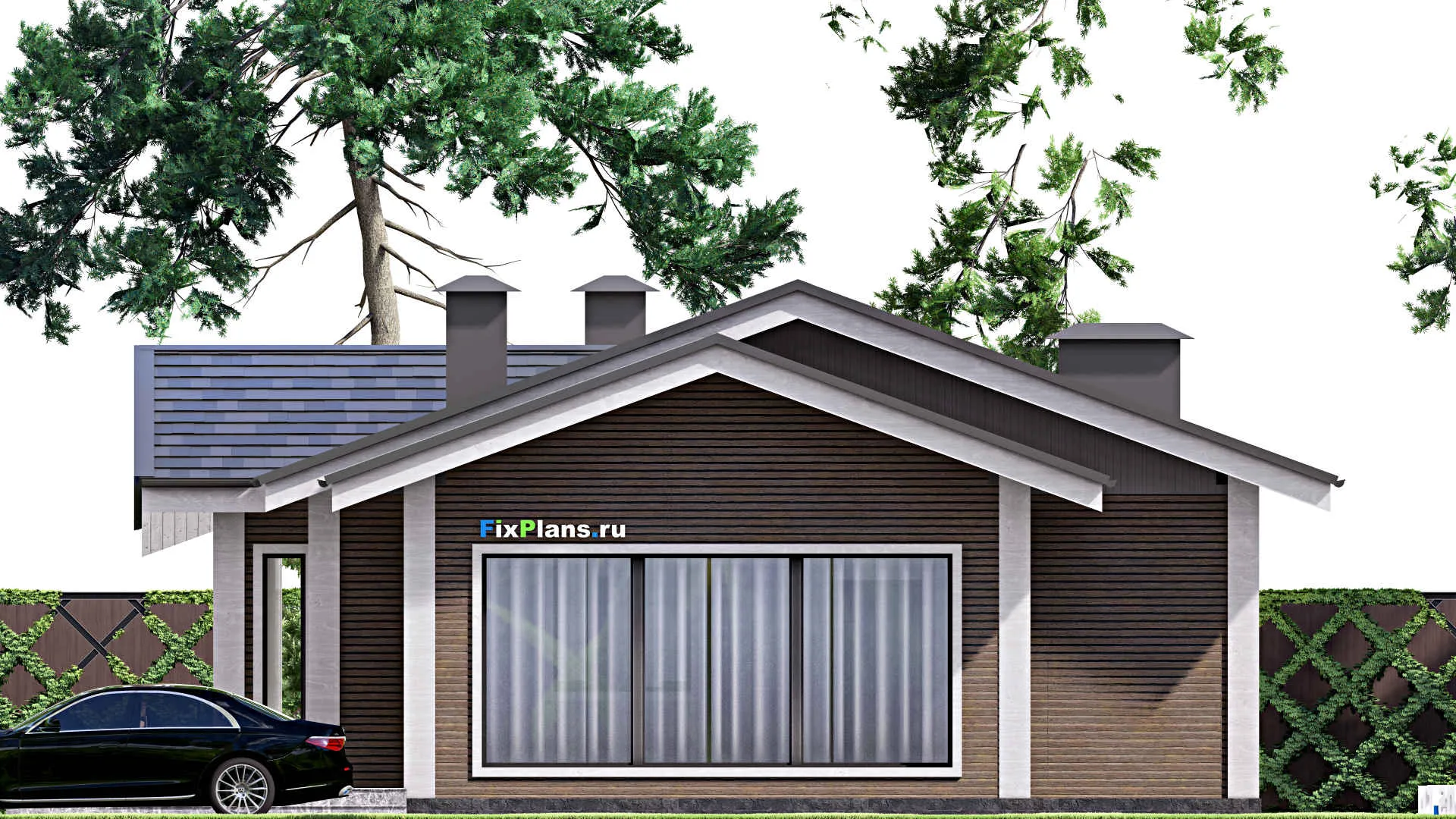 F-14372 - План одноэтажного дома 13 на 21, площадью 200 м² с террасой и 3 спальнями