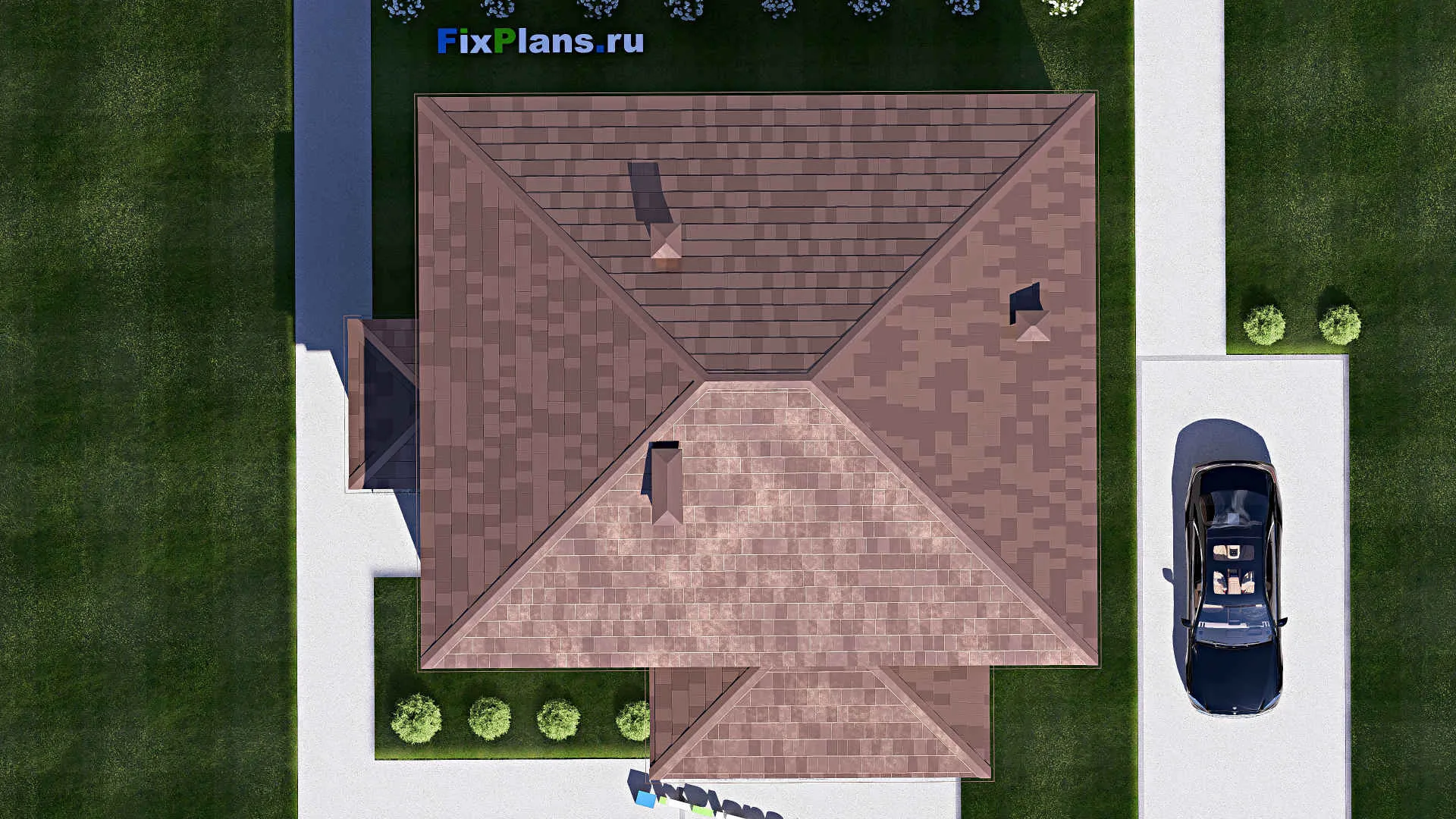 F-17675 - Проект двухэтажного дома 13 на 14, площадью 200 м² с террасой, балконом и 4 спальнями