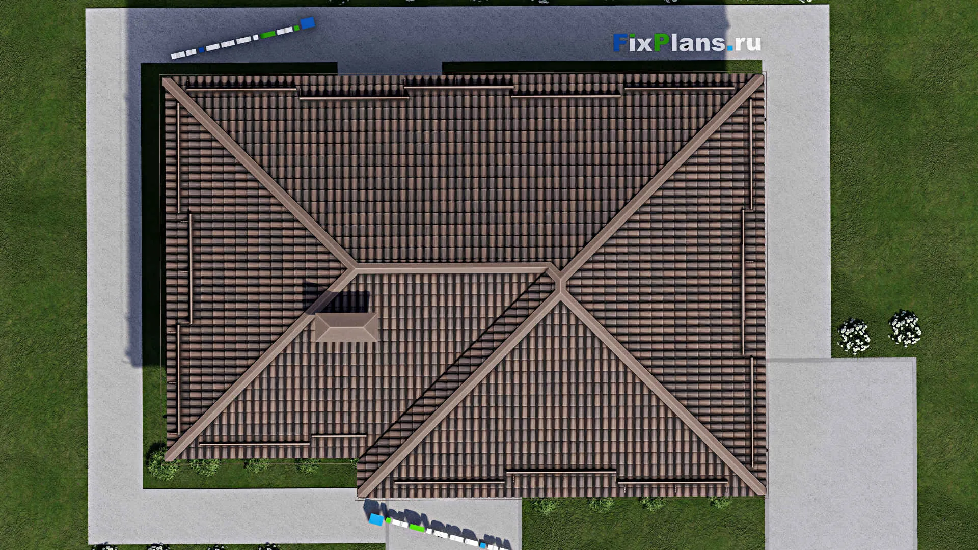 F-7766 - Проект одноэтажного дома 11 на 15, площадью 110 м² с террасой и 2 спальнями
