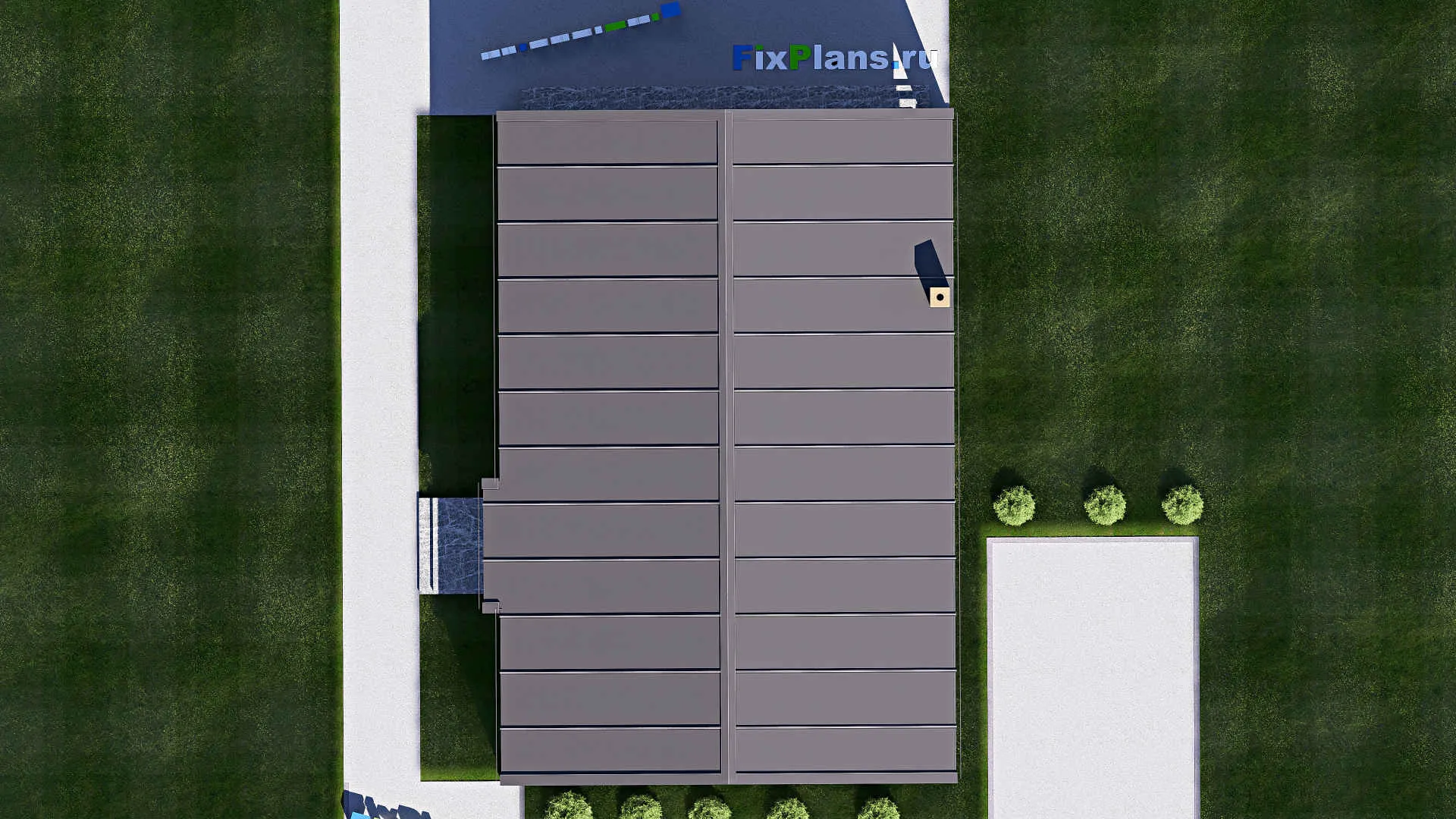 F-18044 - План одноэтажного дома 10 на 14, площадью 100 м² с террасой и 1 спальнями