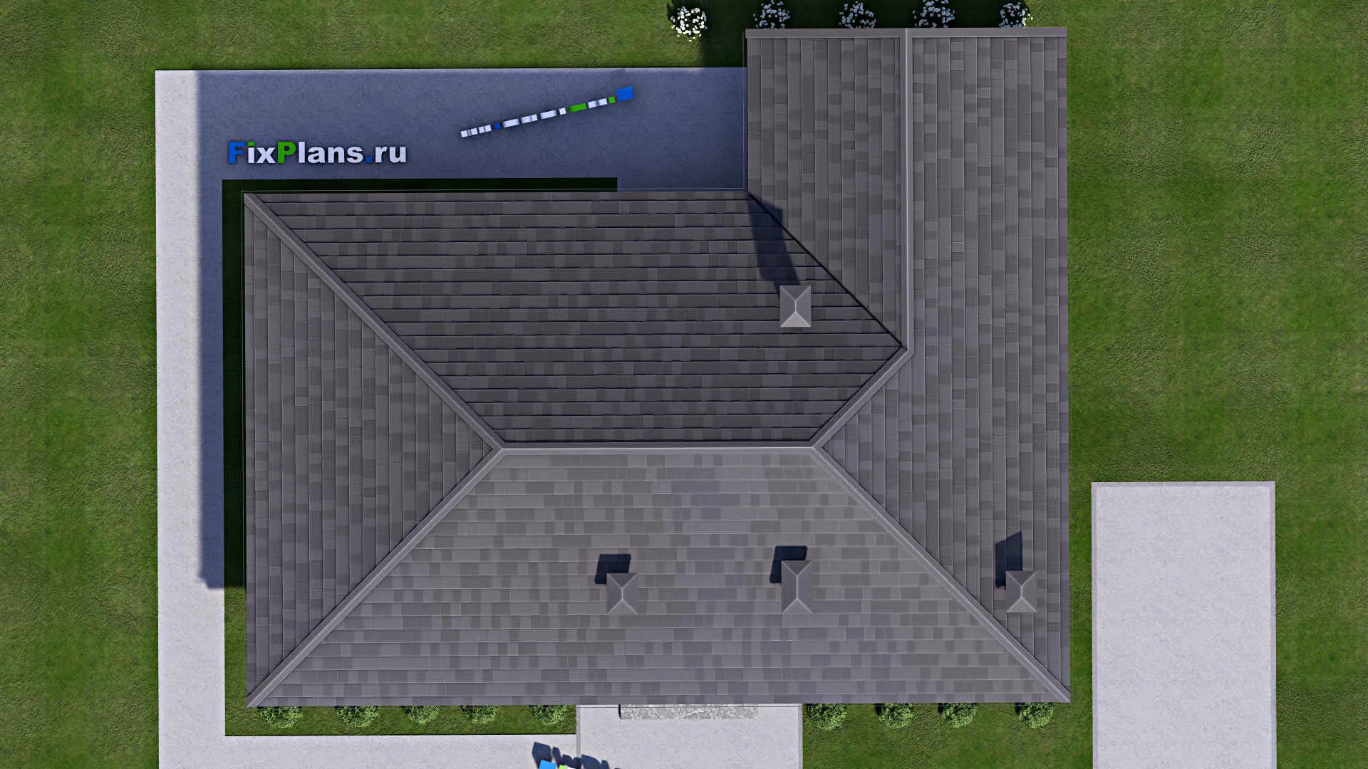 F-13913 - Проект одноэтажного дома 15 на 17, площадью 160 м² с террасой и 4 спальнями