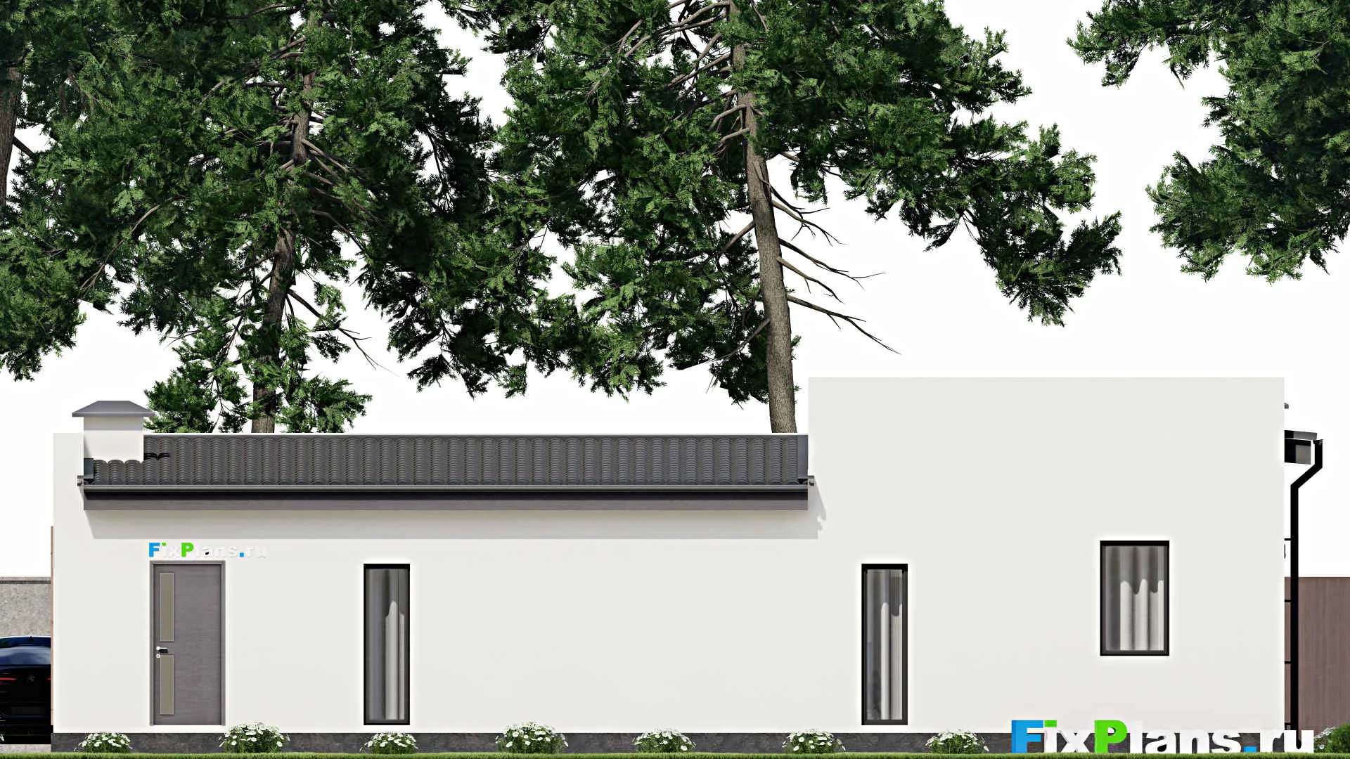 F-4463 - Проект одноэтажного дома 15 на 16, площадью 150 м² с террасой и 3 спальнями