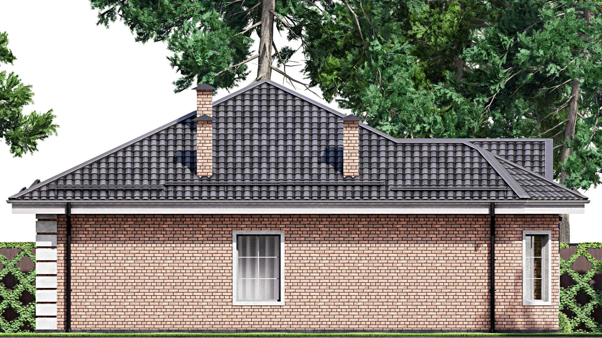 F-12896 - Проект одноэтажного дома 12 на 14, площадью 120 м² с 3 спальнями