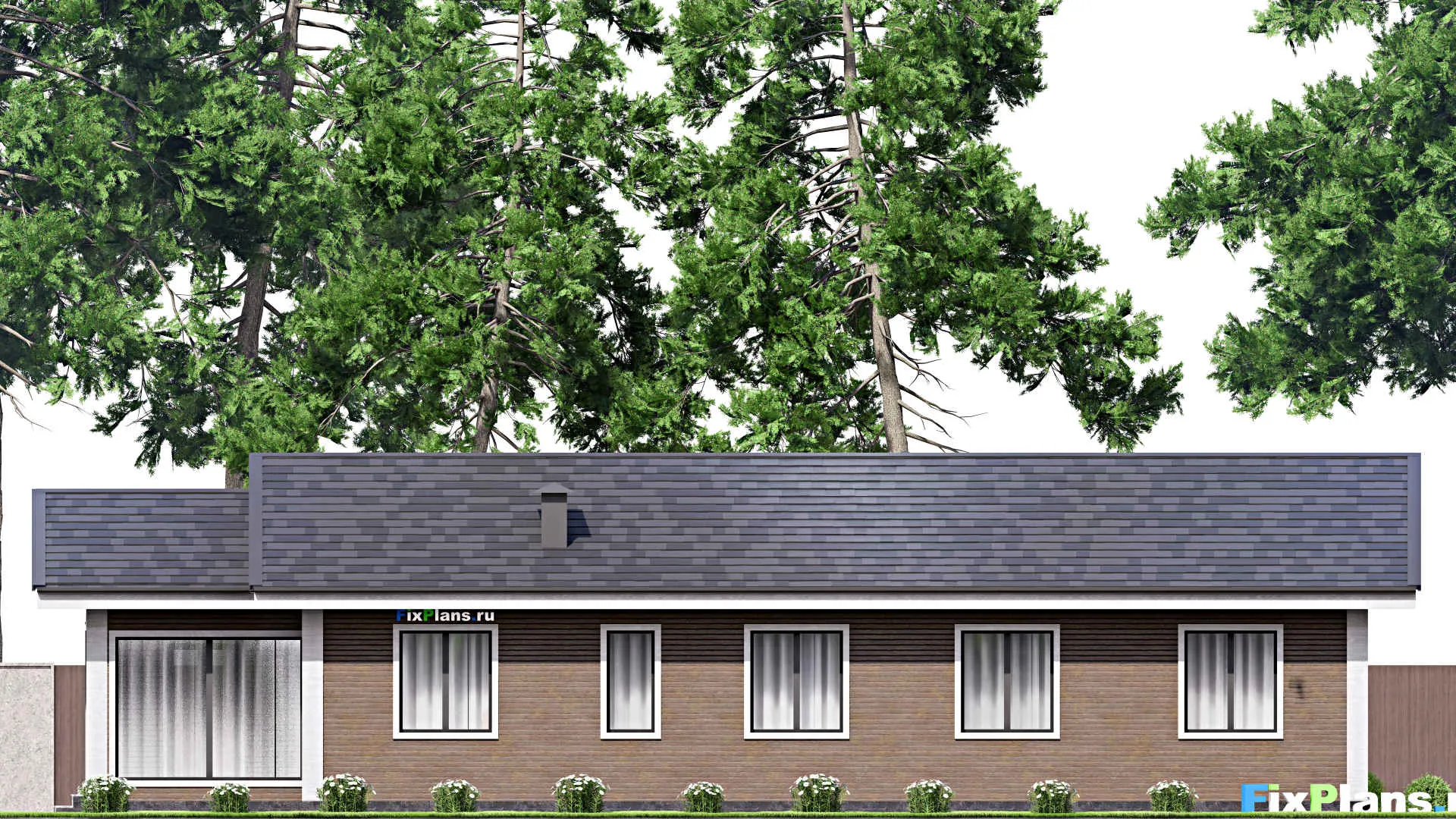 F-14372 - План одноэтажного дома 13 на 21, площадью 200 м² с террасой и 3 спальнями