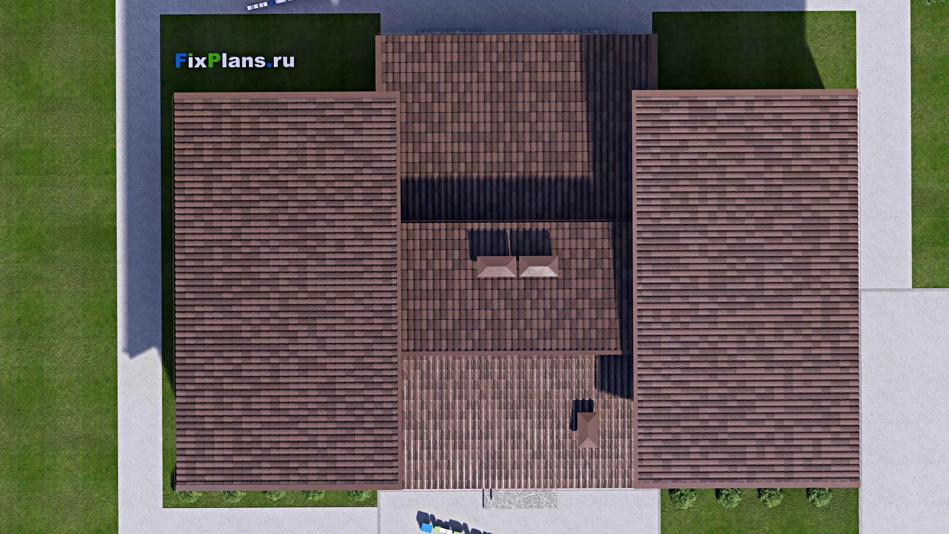 F-15848 - Проект дома с мансардой 16 на 22, площадью 340 м² с террасой и 6 спальнями