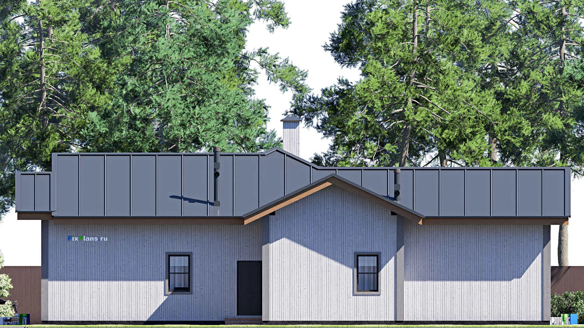 F-20204 - Проект одноэтажного дома 19 на 20, площадью 260 м² с террасой и 2 спальнями