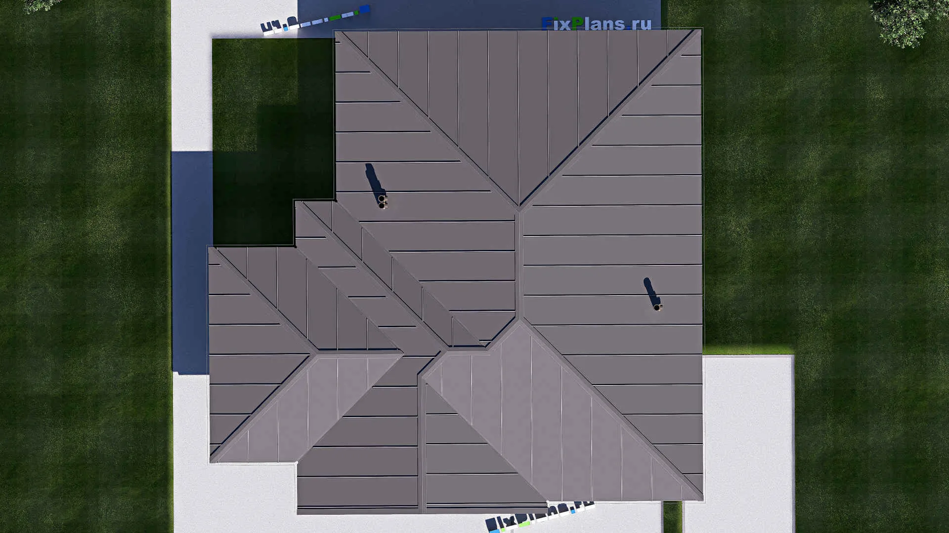 F-19790 - План одноэтажного дома 15 на 16, площадью 160 м² с террасой и 3 спальнями