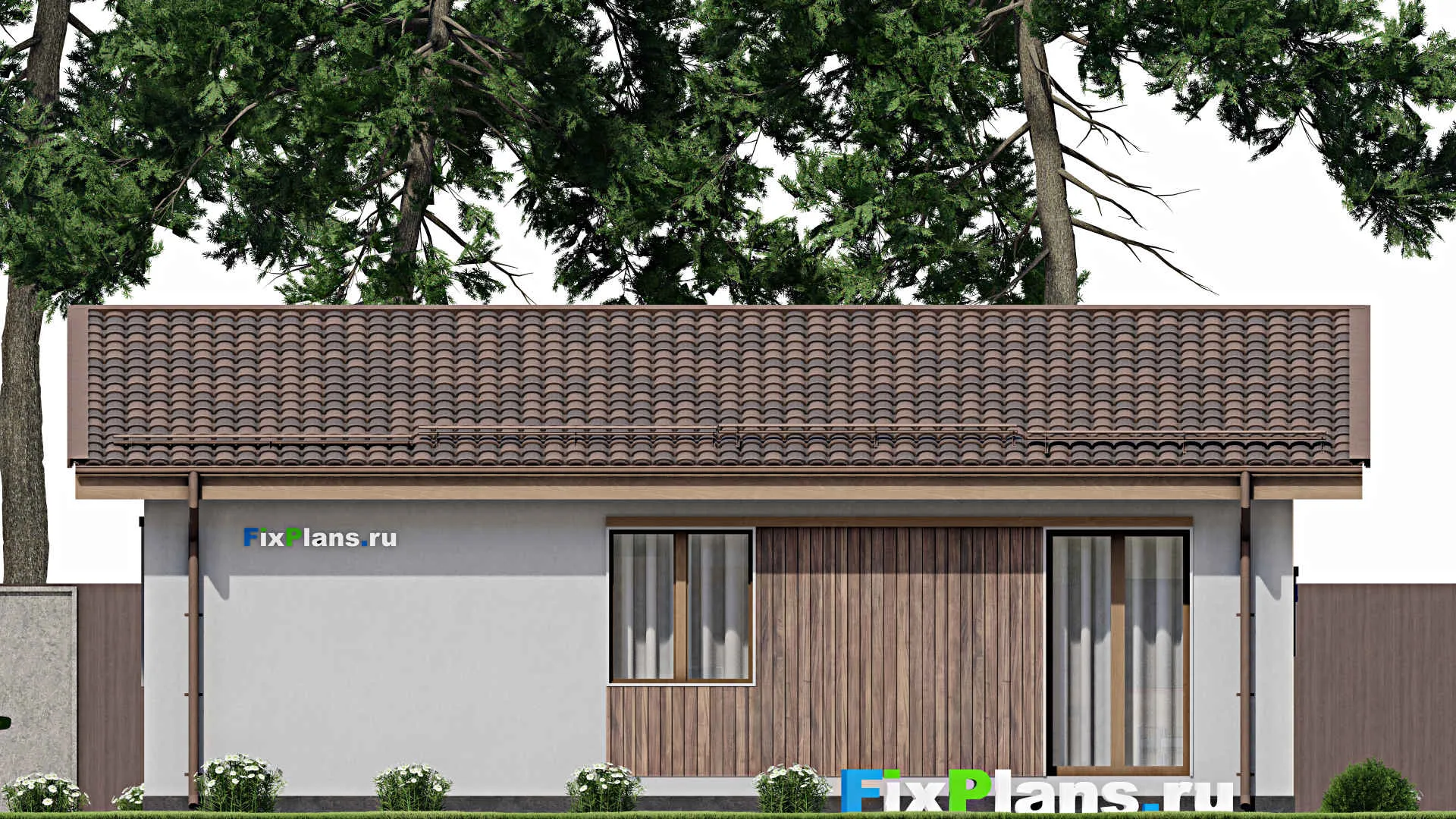 F-11942 - Проект одноэтажного дома 11 на 12, площадью 110 м² с 3 спальнями