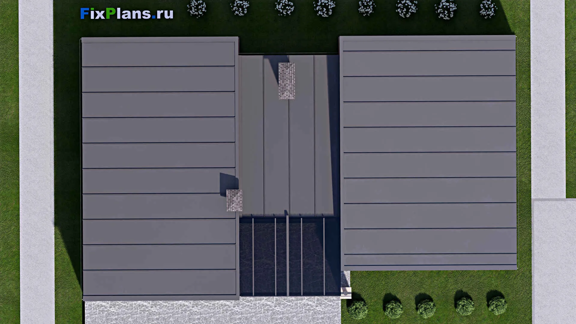 F-13544 - План одноэтажного дома 14 на 19, площадью 190 м² с террасой и 2 спальнями