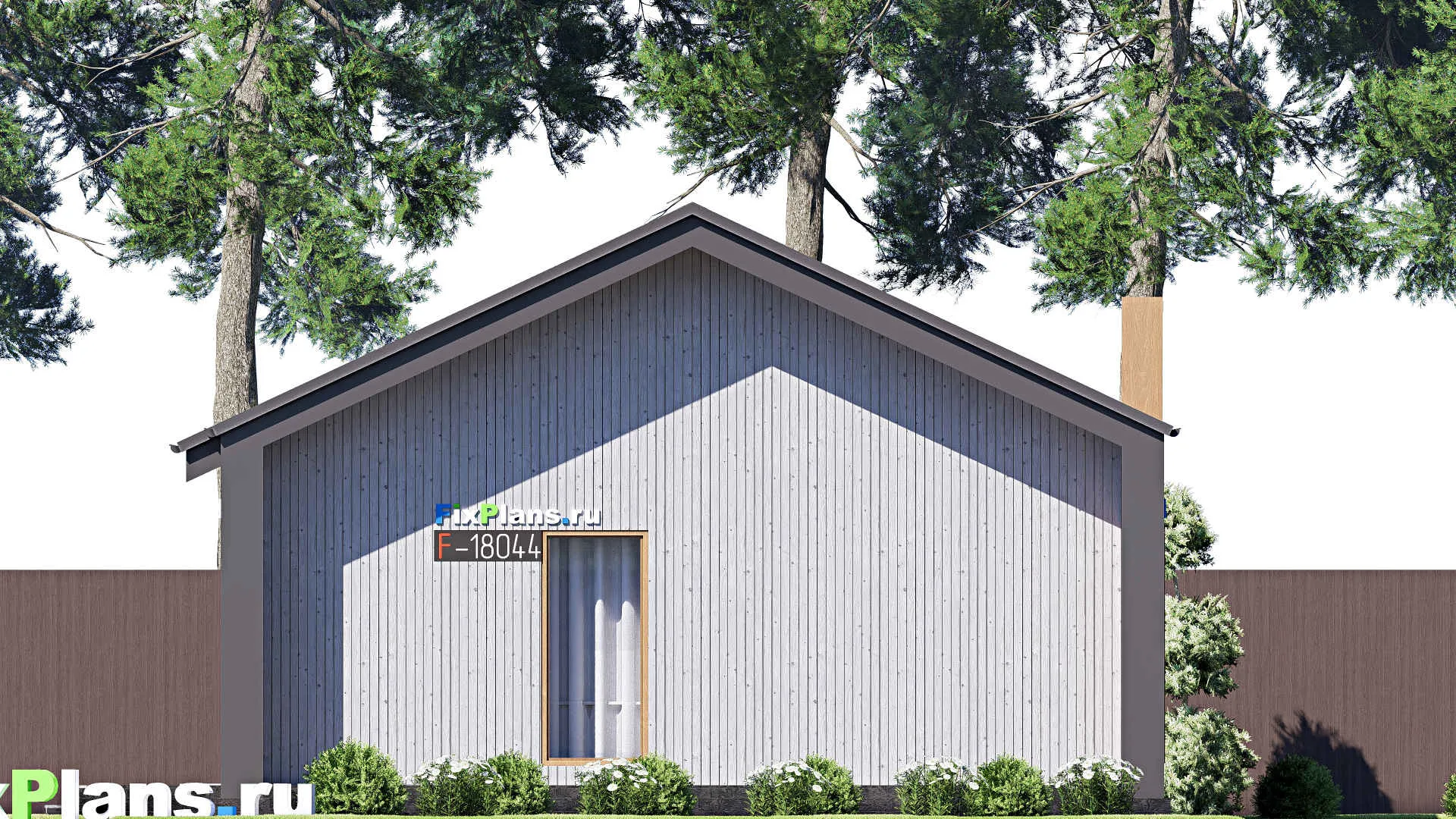 F-18044 - План одноэтажного дома 10 на 14, площадью 100 м² с террасой и 1 спальнями