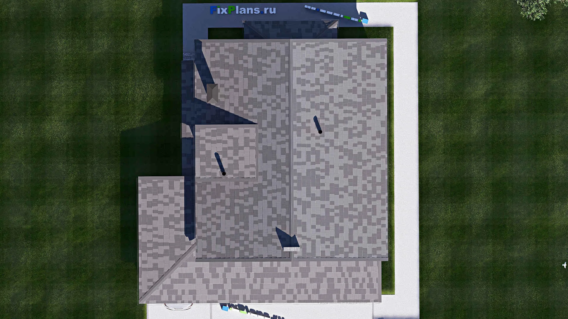 F-18530 - Планы дома с мансардой 14 на 17, площадью 240 м² с террасой, балконом и 3 спальнями