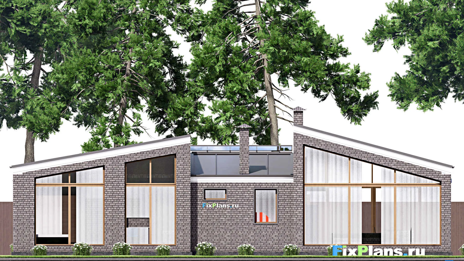 F-13544 - План одноэтажного дома 14 на 19, площадью 190 м² с террасой и 2 спальнями